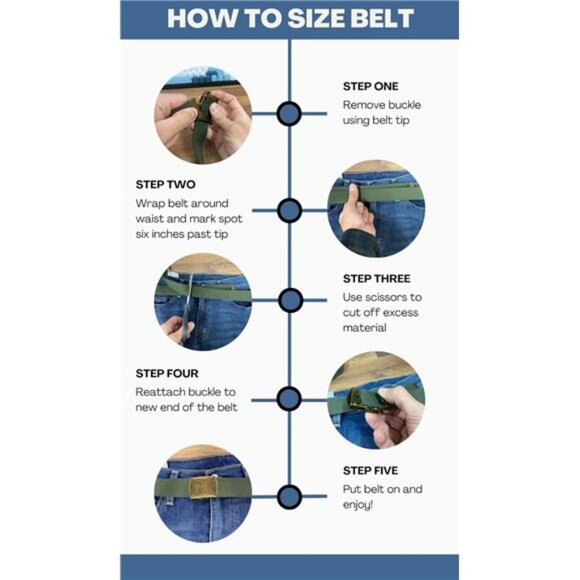 Canvas Web Belt Adjustable Military Style Brass Buckle Casual Work Belt - Picture 6 of 7